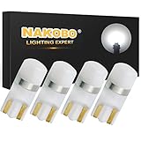 NAKOBO Cold White T10 LED Bulb Extremely Bright 1-SMD 3030 Chipset 194 168 2825 W5W Wedge for Interior Dome Door Map Reading License Plate Lights Pack of 4