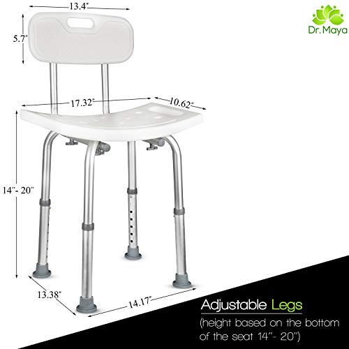 Dr. Maya Bath and Shower Chair Seat with Back (Adjustable) AntiSlip