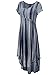 JayJay Women Boho Casual Maxi U-Neck Short Sleeve Tie Dye Print Long Dress with Pocket,Navy,2XL