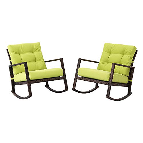 Incbruce Patio Wicker Furniture Rocking Chair Sets 2Piece, Smooth
