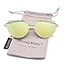 TrendyMate-Womens Street Fashion Metal Twin Beam Flat Mirror Lens Cat Eye Sunglasses