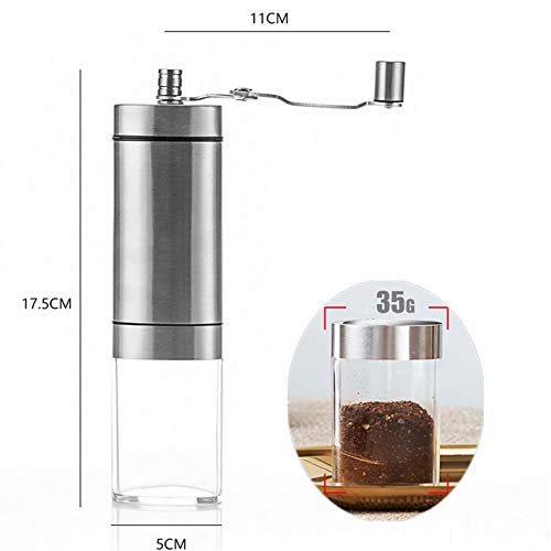 Mixnon manuelle Kaffeemühle, tragbare Keramik Gratmühle Edelstahl Kaffeemühle,Handkurbel Bean Mühle,Hand kaffeemühle… – Bild 8