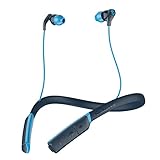 Skullcandy Method Bluetooth Wireless Sweat-Resistant Sport Earbuds with Microphone, Secure Around-The-Neck Collar, 9-Hour Rechargeable Battery, Perfect for Working Out, Navy/Blue
