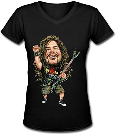 KEIKO Women's Dimebag Darrell T-shirts V-Neck S Black