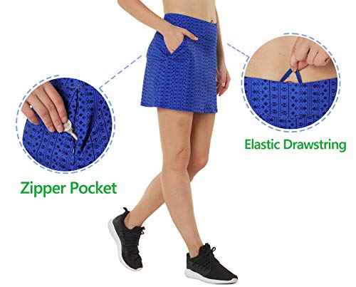 slimour Women Travel Skirt with Pockets Athletic Skirts Active Skirt with Shorts Hiking Skort Print 12 Sea Blue