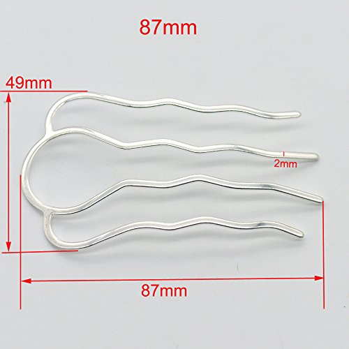 fujiyuan 5 pcs 87mm Hair Fork Hair Clips Stick Pick Pic Pin Hair Plug Bob for Girls womens Silver