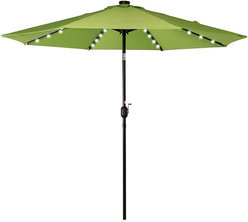 Ezone 9ft Outdoor Patio Umbrella With Solar Lights And Tilt Function Solar Umbrella For Backyard And Patio With Tilt Adjustment Apple Green Amazon Co Uk Garden Outdoors