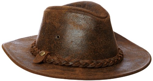 Henschel Men's Outback Crushable Full Grain Distressed Leather Hat, Rustic, Small