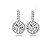 Platinum Plated Cubic Zirconia Pave Setting Halo Drop Earring, Cubic Zirconia Stud Earrings (Platinum Plated 1CT Round Cut)