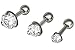 Forbidden Body Jewelry Set of 3 Sizes Cartilage Studs: 16g 6mm Surgical Steel with Clear Crystals (3mm, 4mm & 5mm)