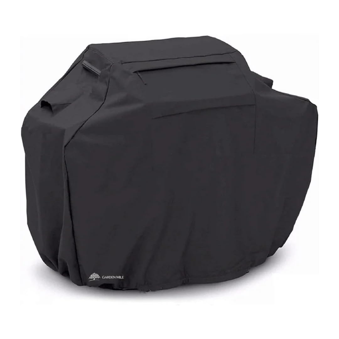 Garden Mile Gas BBQ Cover L183 x W66 x H130cm Large Black Waterproof Heavy Duty, Windproof, Rip Proof & Anti-UV Grill Cover Barbeque Covers Outdoor Patio Furniture Covers