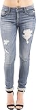 Eunina Women's Plus Size Distressed Stretch Skinny Jeans Light Wash