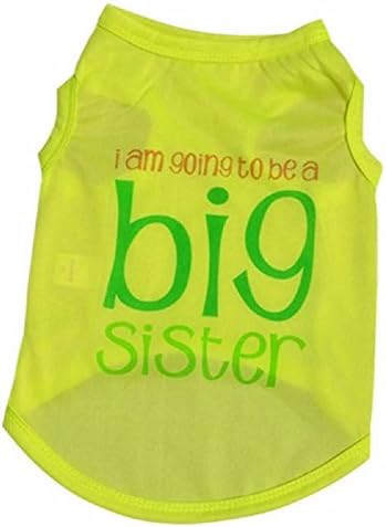 Small Dogs Big Sister Shirt Vest Clothes Summer Spring Apparel Costumes Size Small Large (XS, Green)