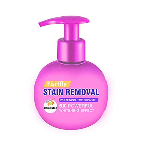 Strengthening Stain Removal Gel Toothpaste Teeth Whitening Toothpaste Fight Bleeding Gums White Toothpaste, Natural, Vegan, Paraben-Free, Anti-Cavity, Pump Packaging (Rambutan)