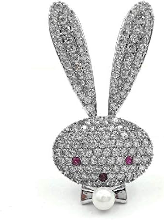 LOVES Rabbit Brooch Cubic Zirconia Sparkly Cute [Velvet Pouch Included)