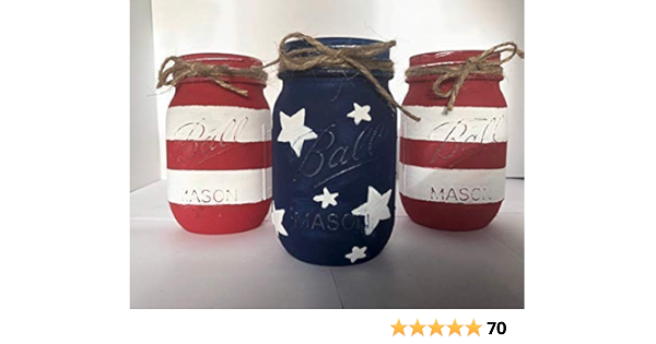Patriotic Mason Jar Set Vases Home Living Vadel Com