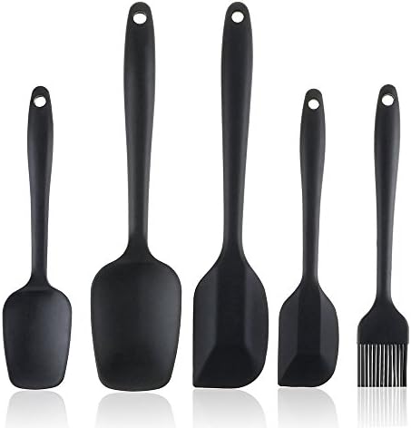Silicone Spatula Set 5-piece - 600ºF Heat-Resistant Baking Spoon Spatula - Seamless One-Piece Design Easy to Clean - Non-Stick Silicone Rubber with Stainless Steel Core - BPA Free