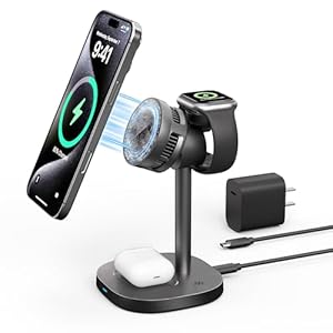 Yamisan Qi2認証 冷却ファン搭載 magsafe充電器 マグネット式 3-in-1 ワイヤレス充電器 15W急速充電