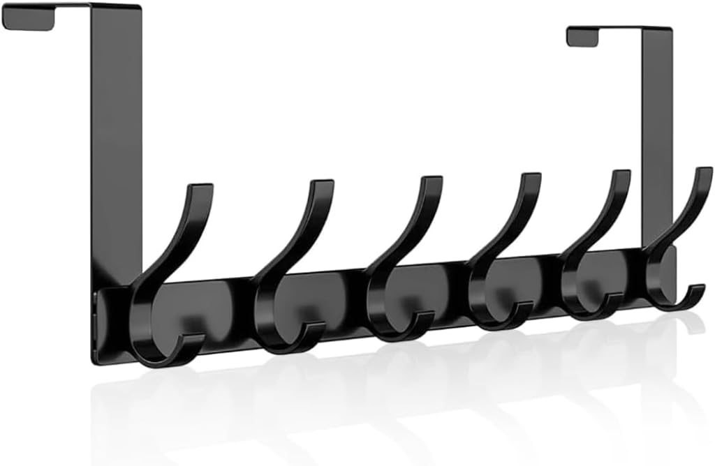 lmytdo Over Door Hook, Heavy Duty Stainless Steel Over Door Hanger with Rust Resistant Finish - 12 Hooks, Space Saving Over Door Organizer Rack for Hanging Coat, Towel, Bag, Bearing Weight 20kg