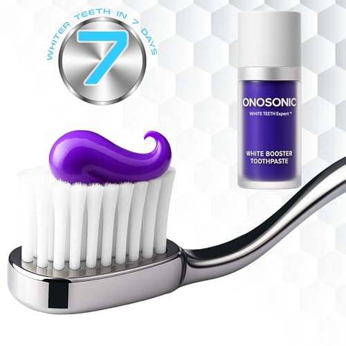 INSTANT Whitening Booster - ONOSONIC White Teeth Expert® – Purple Gel Toothpaste for Instant Teeth Whitening, Stain Removal | Brightens Yellow Tones, Freshens Breath & Polishes Teeth instantly