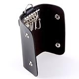 Ostart Black Portable 6 Clips PU Leather Car Keychain Key Holder Bag Case Wallet Cover