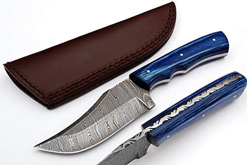 Anna Home Collection AN-9013 Custom Made Damascus Steel Hunting Knife Pukka Wood Handle with Real Leather Sheath.