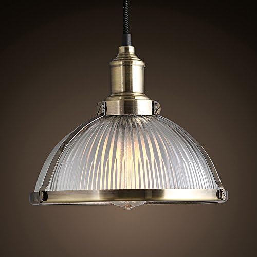 Nostralux® Premium Modern Retro Style Glass Ceiling Lamp Shade Industrial Pendant Light Featuring an E27 Pendant Lamp Holder – NEW Edition Brass Dome [Energy Class A++]