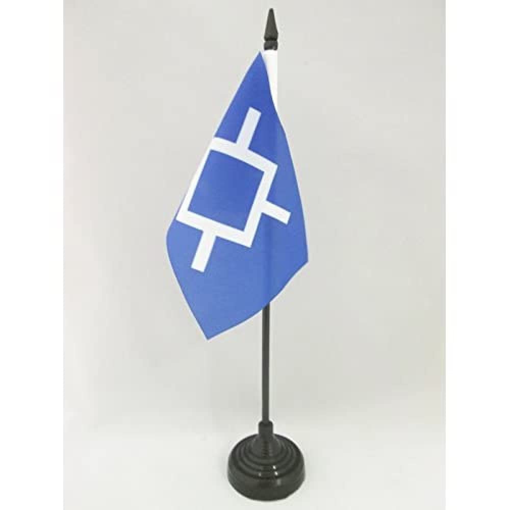 AZ FLAG - Cheyenne indians Table Flag 4'' x 6'' - Cheyenne Native American tribe Office Mini Banner 100% Polyester 15 x 10 cm - Mini Desk Flag with 10'' Pole and Black Plastic Base