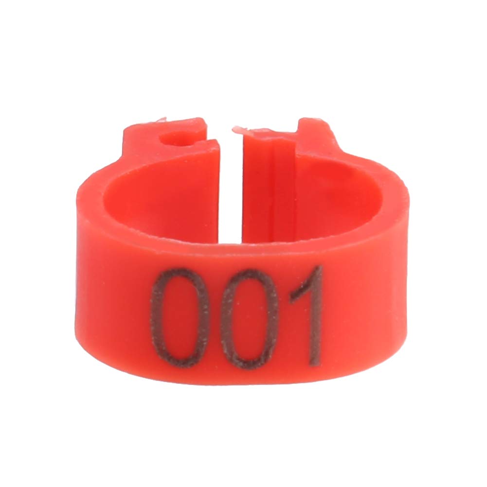 HEEPDD Bird Leg Rings, 100Pcs 8MM Numbered Plastic Leg Bands for Birds Color Red for Pigeon Chicken Avian Identification Tracking Ring for Breeding Farming Exhibitions