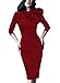 Women's 1950s Retro 3/4 Sleeve Bow Cocktail Party Evening Dress Work Pencil Dress Red Large