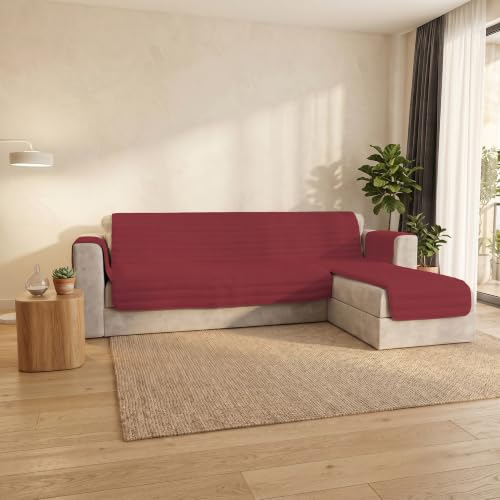 Italian Bed Linen Pinsonic TRENDY Quilted Sofa Cover with Reversible Peninsula, Bordeaux, 190 cm