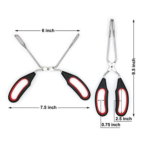 ZLONG Kitchen Stainless Steel Scissor Tongs with Plastic Silicone Handle for Food Cooking Baking Barbecue BBQ Grilling 9.5 Inch (2 Pieces)