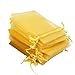 Rbenxia 100 Pcs Drawstring Organza Pouches 4 by 6 Inches Jewelry Favor Pouch Bags Wedding Party Festival Gift Candy Bag Color Gold