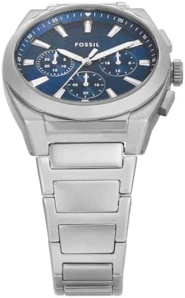 Reloj Everett para Hombre, Movimiento Cronógrafo Cuarzo con Correa de Piel o Acero, Gris y Azul
