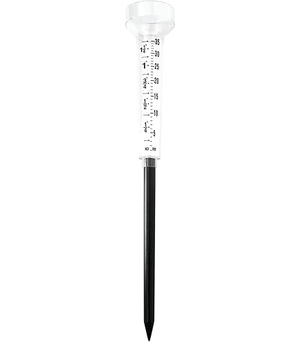 Pluviomètre En Verre Avec Support Acier Inoxydable - Capacité 12,7 Cm (5 Pouces) - Pour Jardin, Facile à Installer Et Lire - 3