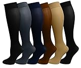 6 Pairs Women's Opaque Spandex Trouser Knee High Socks Queen Size 10-13 (Assorted)