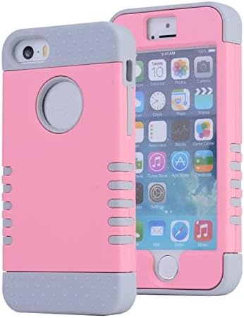 iPhone 5s Caes MSFancy Rubberized Pink and Grey TUFF Hybrid Phone Case Cover For APPLE iPhone SE 5S 5 (Pink + Grey)