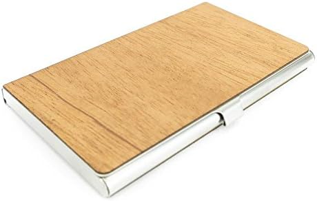 Woodchuck Wooden Business Card Holder (Mahogany), Handmade in The USA - Stainless Steel Body
