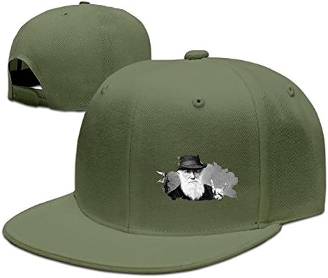 Man &amp; Woman Charles Robert Darwin Punk Rock Brado-01 Flat Bill Hat ForestGreen