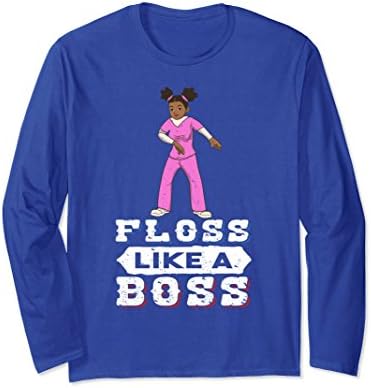 Unisex Floss Like a Boss LS Nurse 4th of July Afro Small Royal Blue