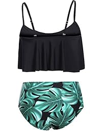 byoauo para dama Cintura Alta Bikini fina correas de hombro Plus tamaño de dos piezas traje de baño