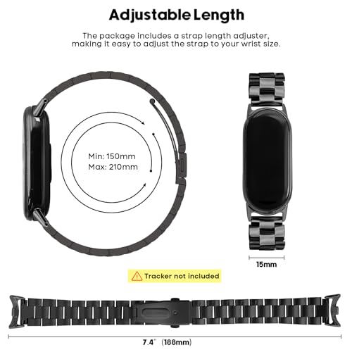 Metal Strap Compatible with Xiaomi Mi Band 10, 9 and Xiaomi Band 8 | Stainless Steel Bracelet for Miband 10/9/8 for Watches, Men and Women