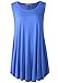 LARACE Women Solid Sleeveless Tunic for Leggings Swing Flare Tank Tops (1X, Blue)