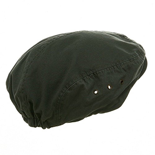 Washed Canvas Golfing Beret Ivy Ascot Cabbie Cap Black