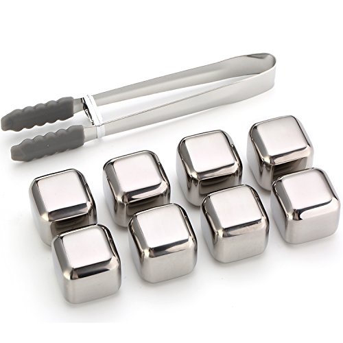 Stainless Steel Chilling Rocks / Stones (8) + Dual Cigar Flask (1) [Gift Set] + Funnel (1) + Tongs (1) [FDA Approved] - Thumbnail 7