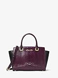 Michael Kors Selma Embossed Leather Satchel Handbag Damson/Black 30F7GLMS2E-BLK/DM