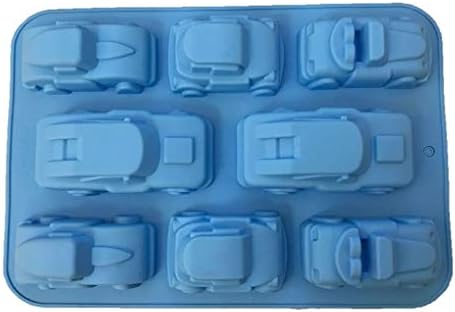 Elenxs 8 Slots Cake Silicone Mold Chocolate Jelly Pastry Decorations Cartoon Car Shaped Mould Baking Supplies