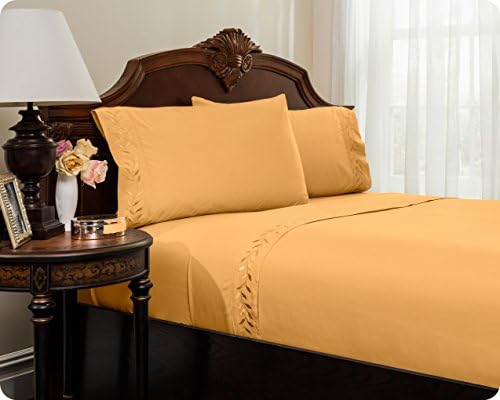 Reversifi - Embroidered Sheet Set - 18 Colors Available - Queen Size - AmberGold