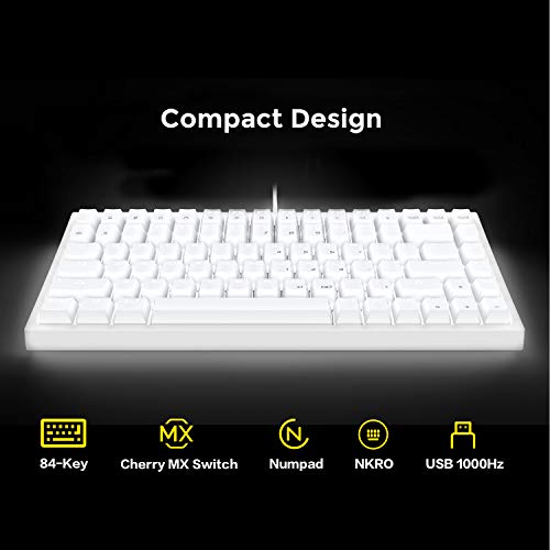 DREVO Gramr Teclado Mecánico con Cable USB, Tipo TKL, 84 Teclas, Retroiluminación LED Blanca, Tamaño 75%, Interruptores Cherry MX Marrón - Imagen 3