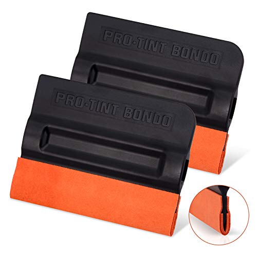 Ehdis Pro-Tint Bondo Car Squeegee Decal Vinyl Wrap Window Tint Application Tool Double Suede Soft Felt for Edge Scraper 4 Inch - 2 Pcs